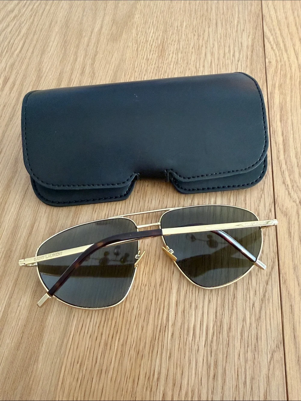 Authentic saint laurent aviator sunglasses with case